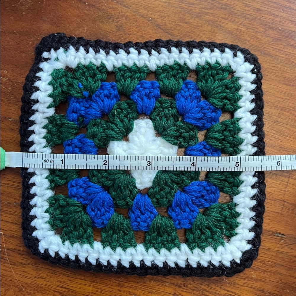Crochet Granny Square with Green and blue Accents - Picture 3 of 5